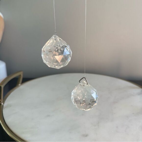 Feng Shui Faceted Crystal Ball Rainbow Prism Hanging Sun Catcher 2” Spheres Set - Picture 2 of 15